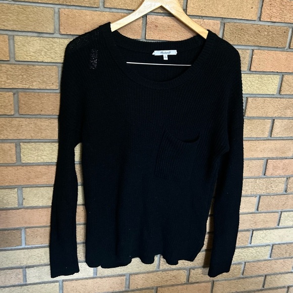 Madewell Sweaters - NWOT Madewell Thompson Pocket Pullover Knit Sweater Black Size XS